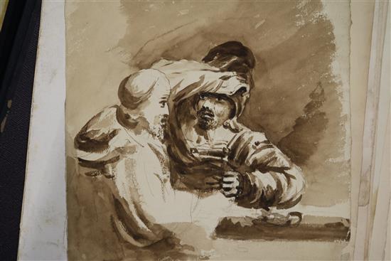 A group of assorted unframed prints and drawings